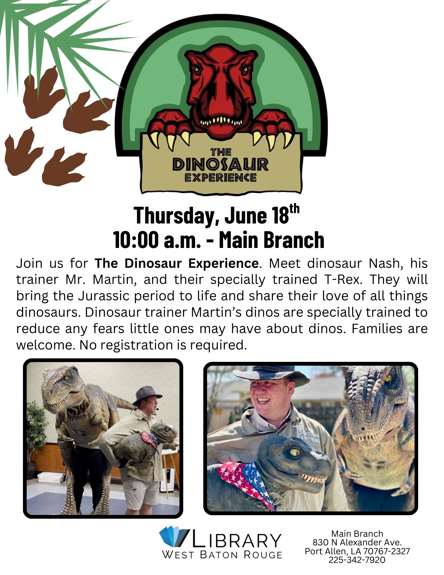The Dinosaur Experience – Main Branch 10:00am