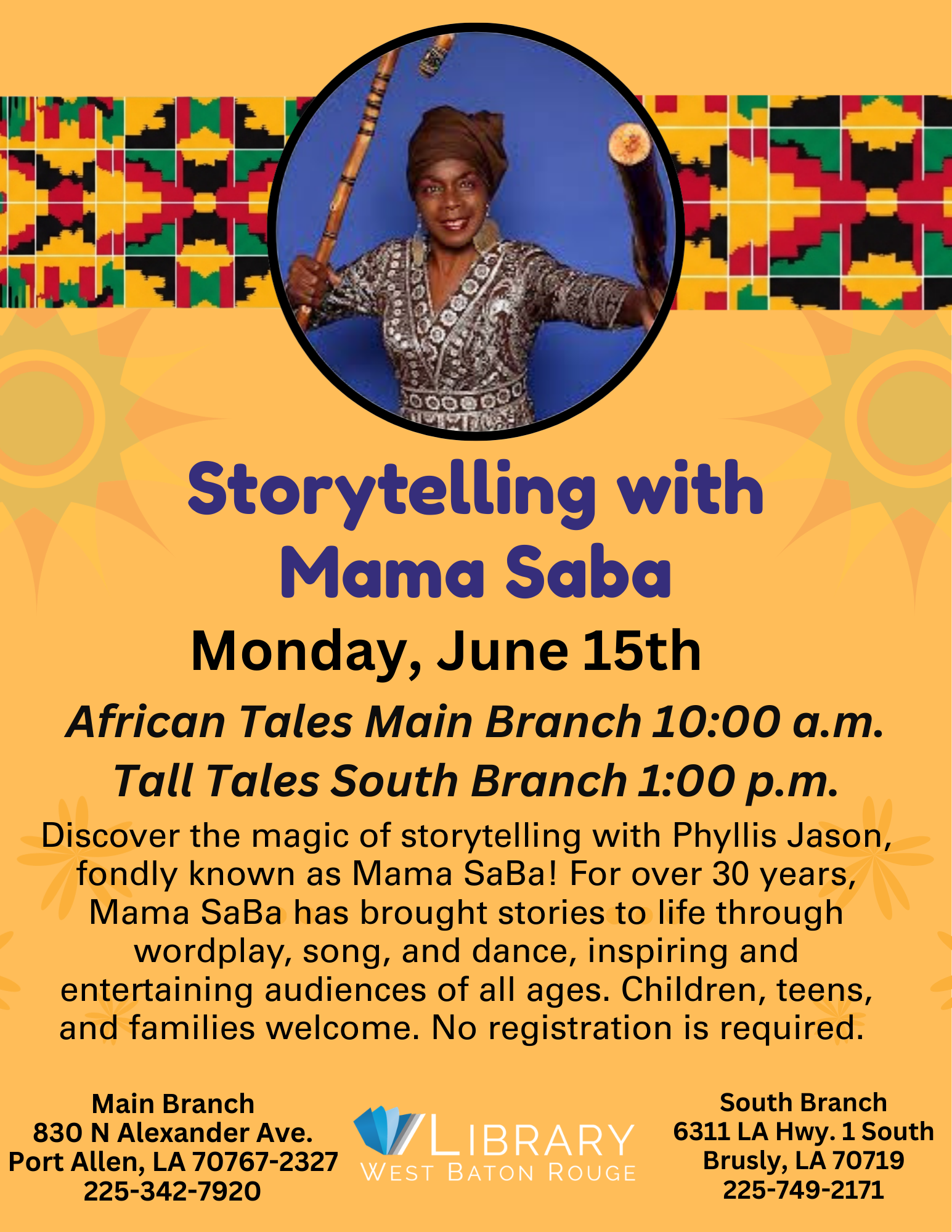 Storytelling with Mama Saba – Main Branch 10:00am