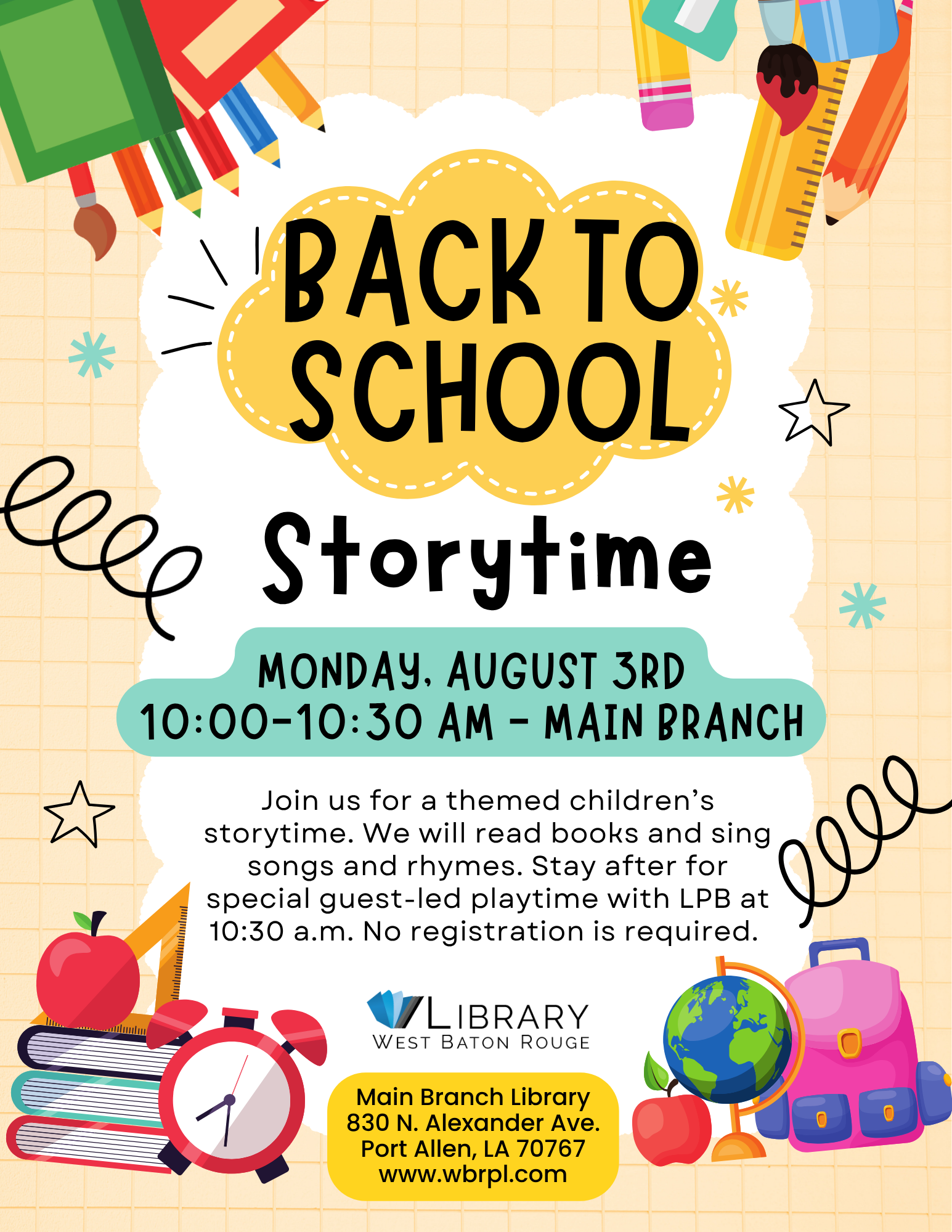 Back to School Storytime – Main Branch
