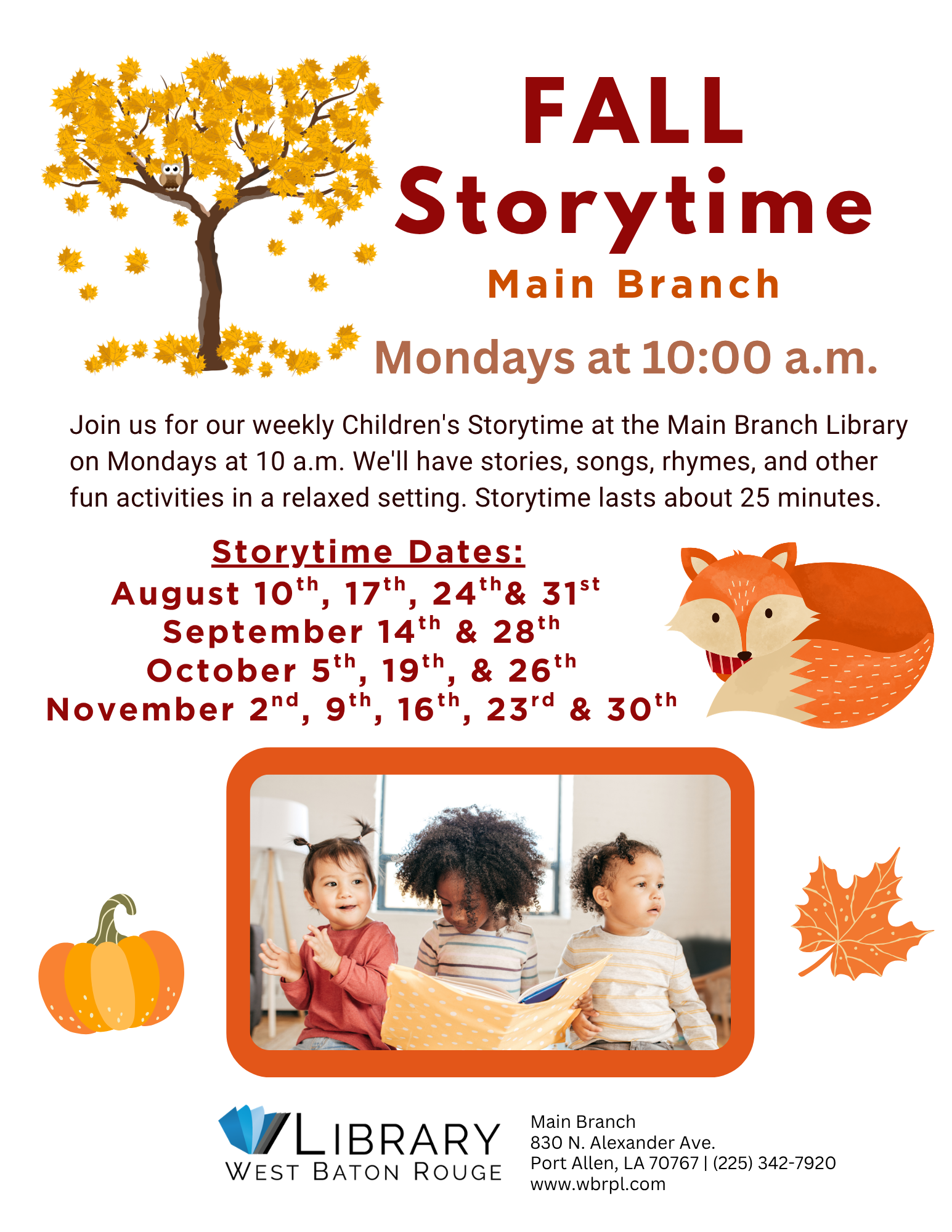 Fall Storytime – Main Branch