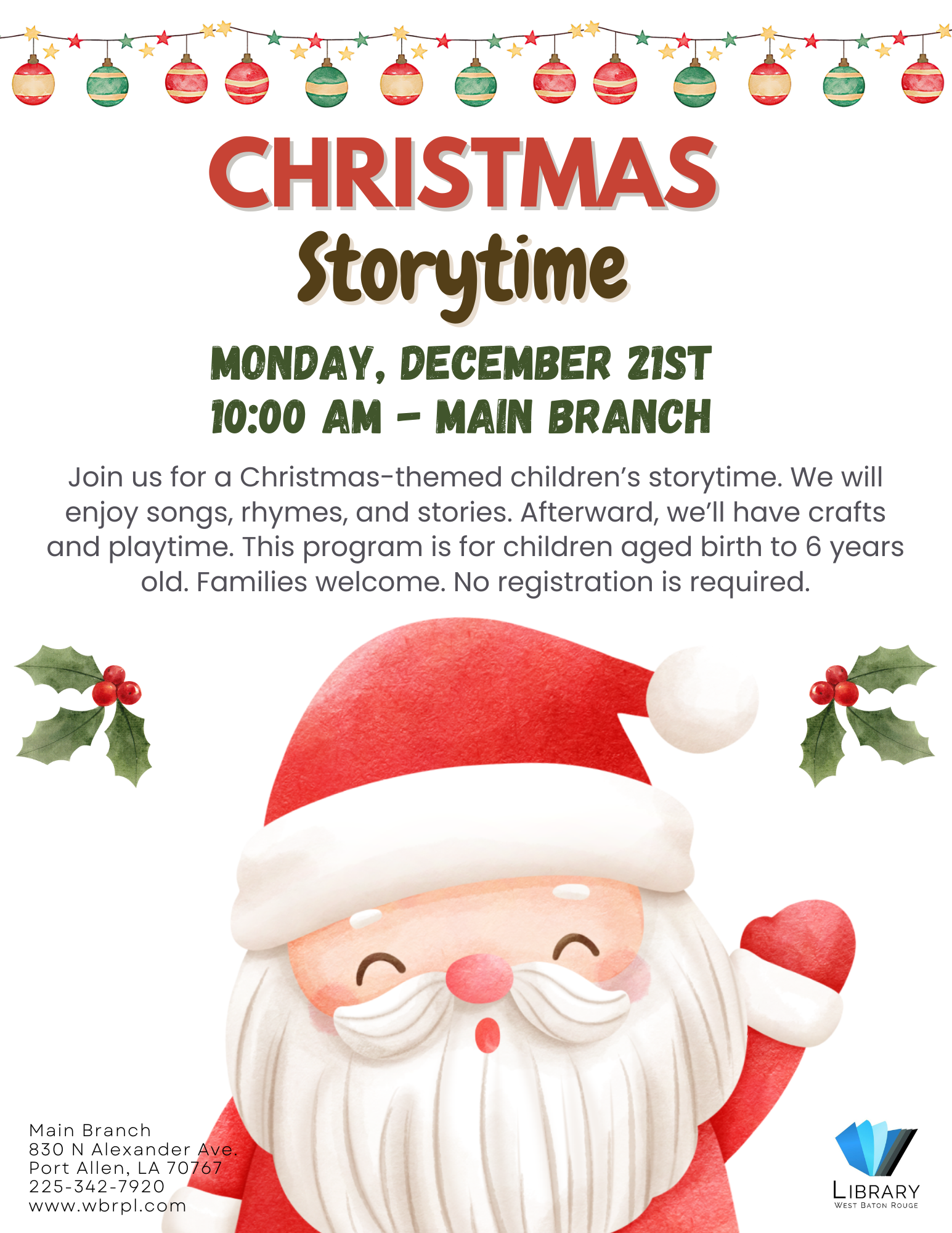 Christmas Storytime – Main Branch