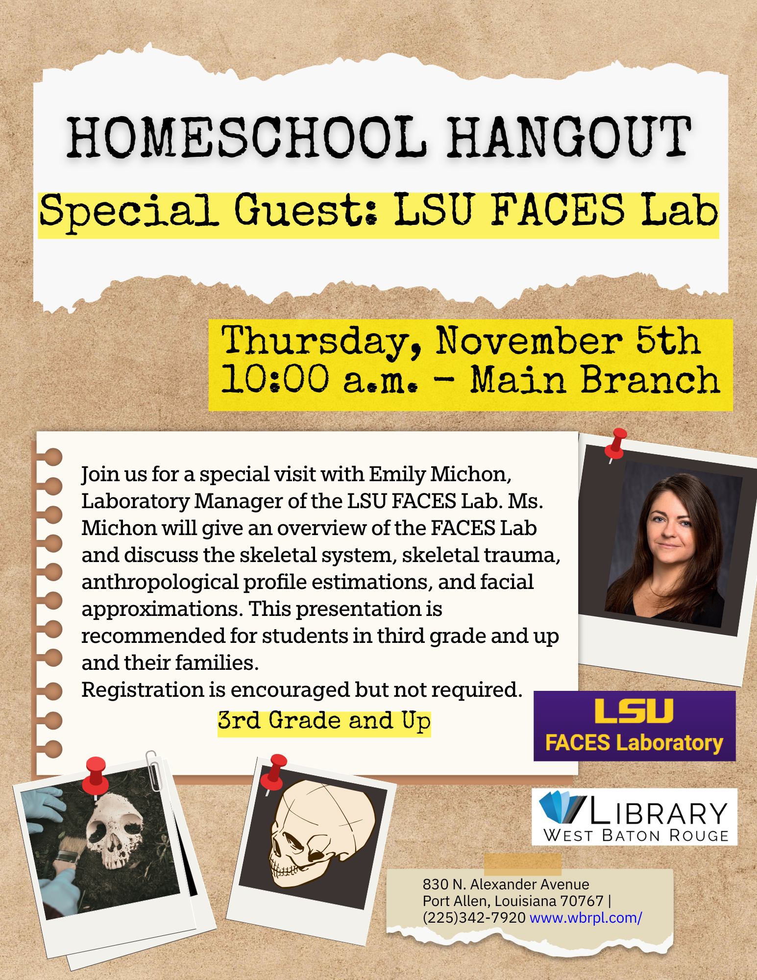 Homeschool Hangout LSU Faces Lab – Main Branch