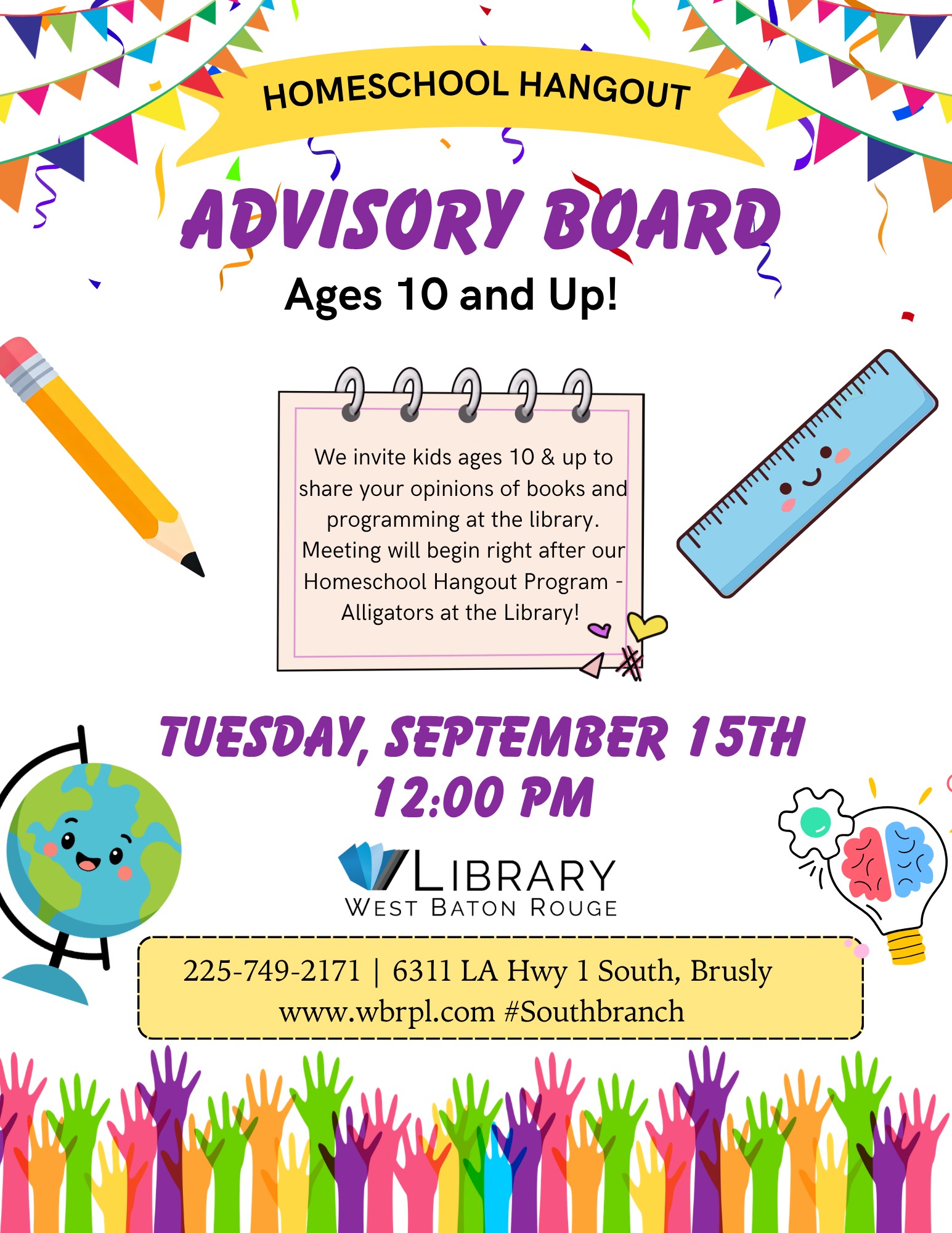 Homeschool Hangout Advisory Board Ages 10 & Up – South Branch